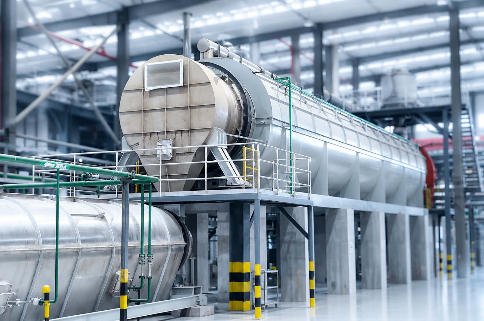 Rotary flash drying of iron phosphate+rotary roasting kiln production line